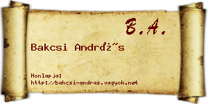 Bakcsi András névjegykártya